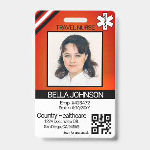 Badge Insigne photo Médicale - Infirmière - Orange