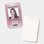 Badge Insigne photo - Parties scintillant rose (Front & Back)