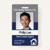 Badge Insigne photo professionnel - gris / bleu (Devant)