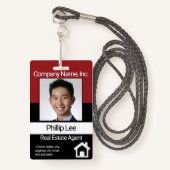 Badge Insigne photo professionnel - Rouge foncé / Noir (Devant avec lanière)