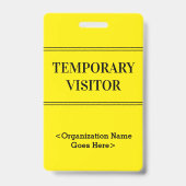 Badge Insigne respectable de "VISITEUR TEMPORAIRE" (Arrière)