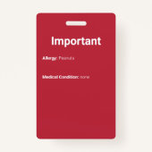 Badge Insigne rouge photo d'identification de l'enfant (Dos)