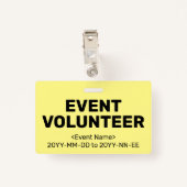 Badge Insigne simple "VOLONTAIRE D'ÉVÉNEMENT" (Dos avec clip)