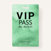 Badge Insigne vert de l'événement VIP All Access personn (Devant)