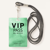 Badge Insigne vert de l'événement VIP All Access personn (Devant avec lanière)