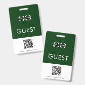 Badge Insigne vert invité avec logo personnalisé et code (Avant & arrière)