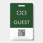 Badge Insigne vert invité avec logo personnalisé et code (Arrière)