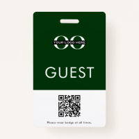 Insigne vert invité avec logo personnalisé et code