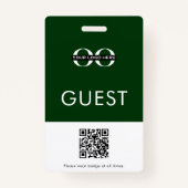 Badge Insigne vert invité avec logo personnalisé et code (Dos)