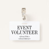 Badge Insigne Vintage "VOLONTAIRE DE L'ÉVÉNEMENT" (Dos avec clip)