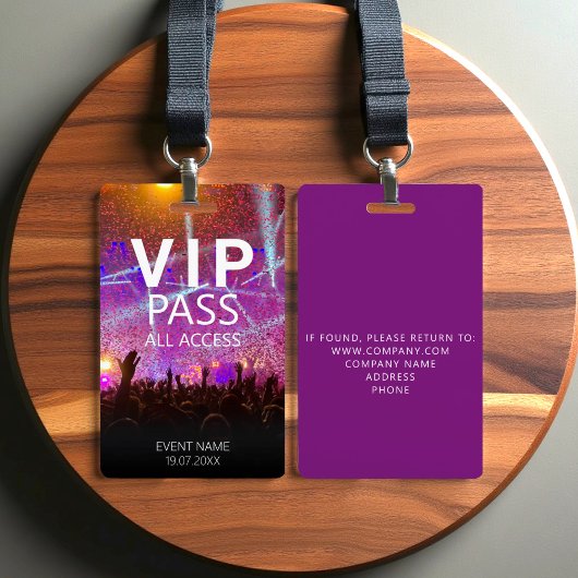 Badge Insigne violet de l'événement VIP All Access perso