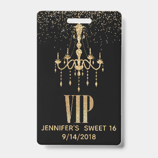 Badge Insigne VIP 16 parties de lustre d'or
