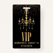 Badge Insigne VIP 16 parties de lustre d'or (Devant)