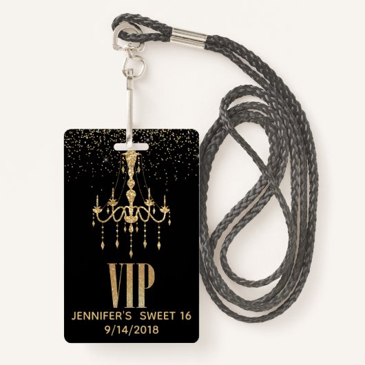 Badge Insigne VIP 16 parties de lustre d'or (Devant avec lanière)