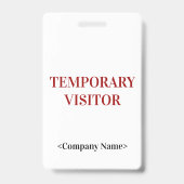 Badge Insigne "VISITEUR TEMPORAIRE" (Dos)