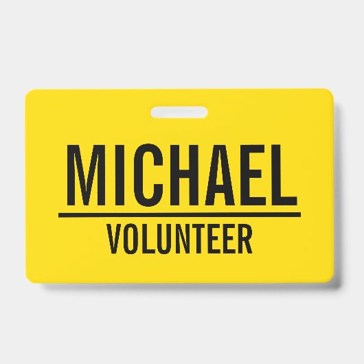 Badge Insigne volontaire jaune avec le nom fait sur (Avant)