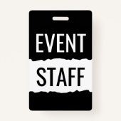 Badge Insignes Du Personnel De L'Événement Noir Et Blanc (Dos)