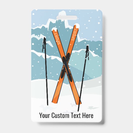 Badge Insignes faits sur commande de ski des textes (Front)