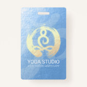 Badge Instructeur de Yoga Méditation Bleu & Or Pose ZEN  (Dos)