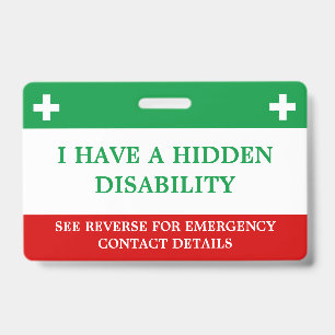 Badge Invalidité cachée Médicale Alert Lanyard ICE ID