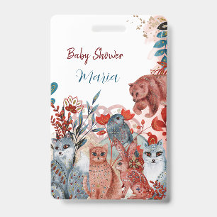 Badge Invitation à une baby shower pour animaux mignons