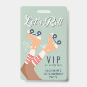 Badge Invitation à une fête d'anniversaire de roller rét (Avant)
