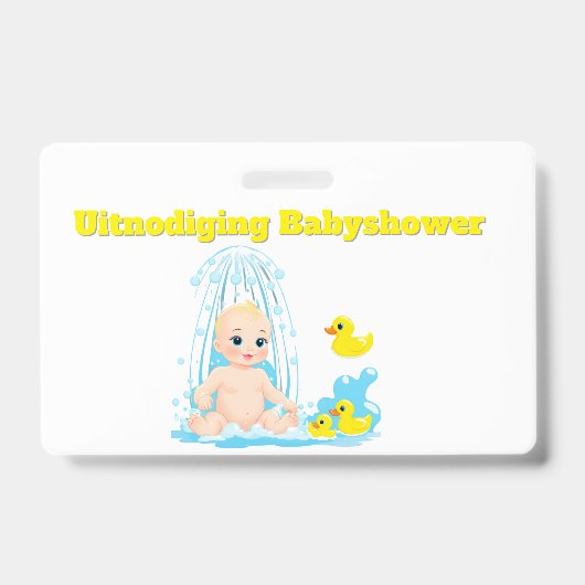 Badge Invitation Baby Shower - Bébé et Canard Mign (Avant)