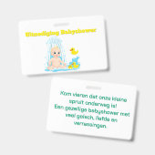 Badge Invitation Baby Shower - Bébé et Canard Mign (Avant & arrière)