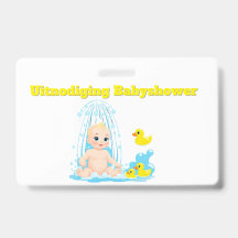 Badge Invitation Baby Shower - Bébé et Canard Mign