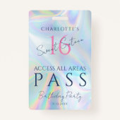 Badge Invitation d'accès VIP holographique Sweet Sixteen (Dos)