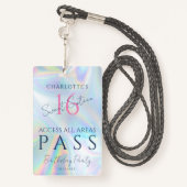 Badge Invitation d'accès VIP holographique Sweet Sixteen (Derrière avec lanière)