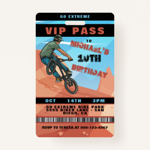 Badge Invitation d'anniversaire BMX Racing BIke