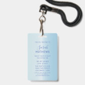 Badge Invitation d'anniversaire Sweet 16 Bleu métallisé (Arrière avec lanière)