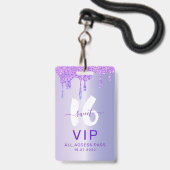 Badge Invitation d'anniversaire Sweet 16 pailletée avec  (Avant avec lanière)