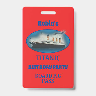 Badge Invitation d'anniversaire Titanic Bateau à vapeur 