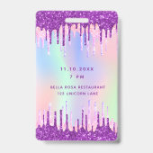 Badge Invitation VIP anniversaire arc-en-ciel pailleté v (Arrière)