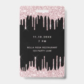 Badge Invitation VIP anniversaire black pink paillettes (Arrière)