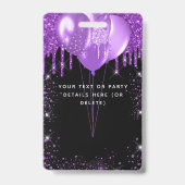 Badge Invitation vip ballon noir violet anniversaire (Arrière)