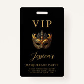 Badge Invitation VIP Black Gold Masquerade (Devant)