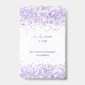 Badge Invitation VIP d'anniversaire blanche violette lav (Arrière)