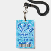 Badge Invitation VIP de la partie de la piscine de squas (Avant avec lanière)
