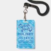 Badge Invitation VIP de la partie de la piscine de squas (Arrière avec lanière)