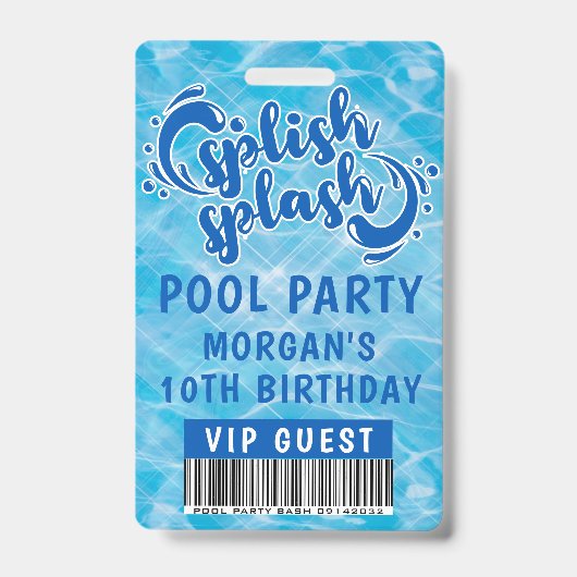 Badge Invitation VIP de la partie de la piscine de squas (Avant)