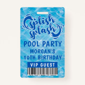 Badge Invitation VIP de la partie de la piscine de squas (Devant)
