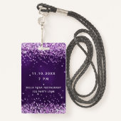 Badge Invitation vip rose violet à l'anniversaire (Derrière avec lanière)