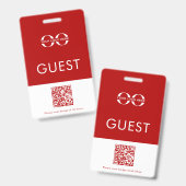 Badge invité personnalisé rouge avec logo et code  (Avant & arrière)