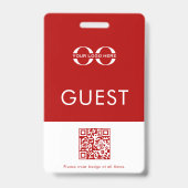 Badge invité personnalisé rouge avec logo et code  (Arrière)