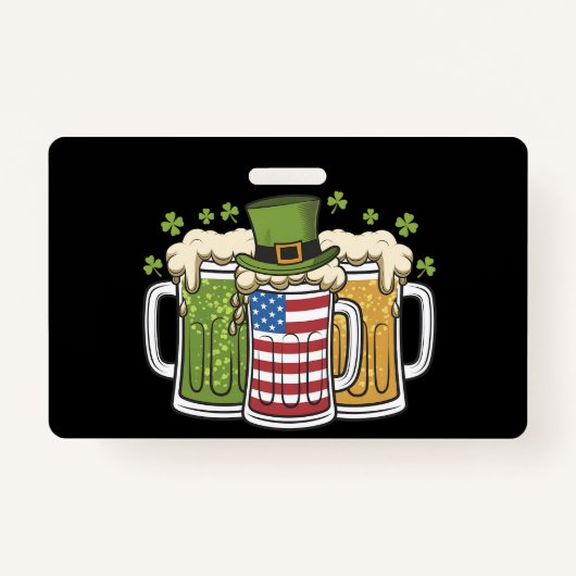 Badge Irish Beer Irlande USA Drapeau américain St Patric (Devant)