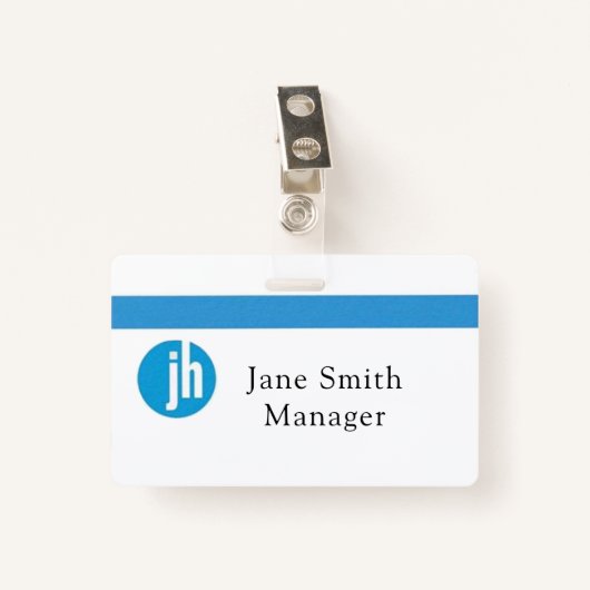 Badge Jackson Hewitt Blue Monogram (Devant avec clip)