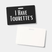 Badge J'ai le syndrome de Tourette (Avant & arrière)